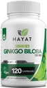 HAYAT Vitamini Vegan Ginkgo Biloba - Dodatna moč 500 MG na služijo, podpira funkcije možganov in spomin podporo, Certified Halal, 120 Kapsule, Made in The ZDA