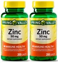 Spring Valley - Cink 50 mg, 200 Ct 2 Pack Cinkov dodatek Spring Valley dodatek je primeren za dnevni vnos.