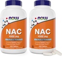 NOW Foods NAC 1000 mg, 250 tablet (paket po 2), N-acetil-cistein dopolnilo, 1000mg (1 gram) na tableto - vegetarijansko, ne- GMO