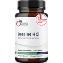 Designs for Health Betaine HCl with Pepsin - 750mg Betain hidroklorid + proteinski prebavni encim - ne-GMO dodatek za podporo digestivne funkcije (120 kapsul)