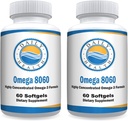 Omega 8060 2400mg Omega 3 Ribje olje Skupno zdravstveno dopolnilo 60 softgel - 2 mesec oskrba - 2pk