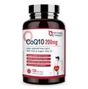 NATURE TARGET CoQ10-200mg-softgels + PQQ z organsko-živim-oljem - visoka absorpcija-koencim-Q10 - Antioksidant-za-zdravje in imunske podpore, proizvodnja energije, 120 Serving
