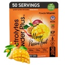 PrašekVitamin Elektroliti v prahu Plus (50 serverjev) mango pasijonka Elektrolit v prahu nič Calorie Keto, 0 sladkor, ne maltodekstrin, 1000mg kalij,120mg kalcij,120mg magnezij, hidracija v prahu