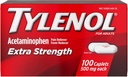 TYLENOL Dodatna jakost Bolečina Reliever in znižanje telesne temperature 500 mg, Kapleti 100 ea Pakiranje po 2