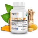 Organixx USDA Organska kurkumin dodatek z Ashwagandha, Kurkuma & Ginger – Imunska in skupna podpora, Fermentirano za največjo biološko razpoložljivost, 60 vegetarijanske kapsule