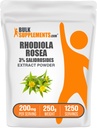 BulkSupplements.com Rhodiola Extract Prašek - 3% salidrozidi, Rhodiola Rosea Extract - Zeliščni dodatek, Gluten Free, 200mg na Serving, 250g (8.8 oz) (Pack of 1)