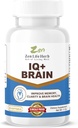 ZEN LIFE HERB IQ+ Možgani - brez kofeina, klinično preizkušeno fokus, koncentracija, spomin in energija, naravna rastlinsko-bazen zeliščni dodatek, brez dodanih vitaminov/minerali/blašnica/slaščica (30 kapsul)