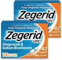 Zegerid OTC, Omeprazol Plus natrijev bikarbonat, 24 ur, zaviralec protonske črpalke (PPI), zdravilo z zgago, reduktor kislin, dve 42-kratni škatli