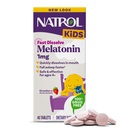 Natrol Otroci hitro raztopite melatonin 1 mg, prehranska dopolnila za mirne sanje, tablete za spanje za otroke, 40 jagodno-slavljene melatonin tablete, 40 dnevna oskrba