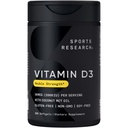 Športne raziskave Vitamin D3 2000 i.e. s kokosovim MCT oljem - Dvojna moč Vitamin D dodatek - ne-GMO preverjen, Gluten & Soy Free – 50mcg, 360 Tekoči softgels