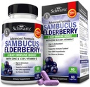 Bezgove kapsule z cinkom in vitaminom C za odrasle - Imunska podpora Vitamini za ženske in moške - Black Sambucus Bezgove jagode Vitamin C in cink - Imunska obramba Multiminerals dodatek, 60 Število