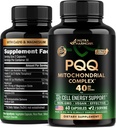 PQQ 40 mg - PQQ z dodatkom CoQ10 - Mitohondrija Biogeneza & Celularna proizvodnja energije - z magnezijem, vitamini C, E & B2 - Čist in zelo biorazpoložljiv laboratorij Tested - Izdelano v ZDA - 60 kapsul