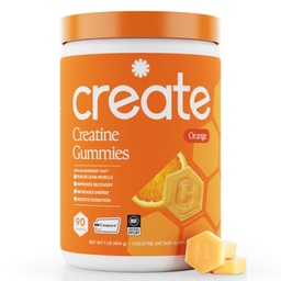 Create Creatine Monohydrate Gummies for Women and Men, Orange, 90ct