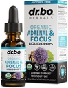 Adrenalna podpora Dodatki Tekočih kapljic - Organic Adrenal and Focus dodatek, Cortisol Manager Adaptogeni odrasli, Ginkgo Biloba za otroke mirno - Naravni možgani in spomin utrujenost Stresno pozornost 1oz