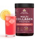 Ancient Nutrition Kolagen Peptides Powder, Multi Collagen Protein, Ženske & Moški, Vitamin C, Probiotiki, Hidrolizirano Kolagen, Podpira kožo, Joints, Gut Health, Jagodna limonada, 24 Serving