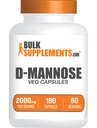 BulkSupplements.com D-monoze kapsule - D-monoza dodatek, za podporo urinarnega trakta - Vegan & Gluten Free, 3 kapsule na serviranje (2000mg), 180 število (paket po 1)