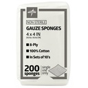 Medline 4 x 4 Inch Gaze Sponge, nesteril 8-Ply Tkane Gaza, 100% bombaž, Idealno za obleko rane, nego ran, splošno uporabo prve pomoči, paket 200