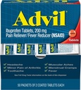 Advil Ibuprofen tablete, 200 mg bolečina Reliever/sredstvo za redukcijo tekočine (NSAID), 100 tablet (50 pakiranj po 2 tableti posamezno)