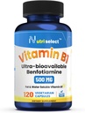 120 Kapsule, ki vsebujejo 500 mg vitamina B1, pripravljene z benfotiaminom, in so brez glutena (1)