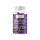 Bezgove jagode Queen Organic Elderberry Gumies 60 ct - Imunska podpora Gumies z vitaminom C in cink - Bezgove jagode Vitamin Gumies za odrasle in otroke