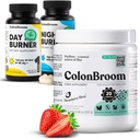ColonBroom Psyllium Husk Powder, Colon Broom Cleanser Fiber Dodatek za Bloating Relief & Gut Zdravje + Day & Night Burner dodatki, tablete za upravljanje s težo (60 strežnice), 3 Izdelki