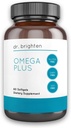 Dr. Brighten Omega Plus – 1600 mg EPA/DHA ne-GMO ribjega olja za srce, možgane in imunski sistem – 60 mehkih kapsul