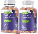 Kalcijevi žvečilni gumiji z vitaminom D3 - podpira zdravje kosti in zob - Žvečilni kalcijevi gumiji za ženske, moške in najstnike - Košir, Gluten brezplačno, GSO brezplačno, okusno jagode aromirani kalcijevi žveči Gummy