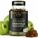 Soursop Leaves & Soursop Fruit Gumies - 3000mg Soursop Extract - Graviola dodatek - Soursop Sadje in list - 60ct - Sladkor brez sladkorja - Gluten Free – Non-GMO – Vegan prijazno