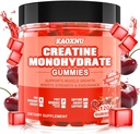 Kreatin monohidrat Gumies 5600mg za moške in ženske, 120 CT Žvečljivi kreatini Gumiji za podporo mišic, energijska okrepitev, 5,6g kreatin monohidrata na serviranje - brez sladkorja, Vegan (Češnjeva aroma)