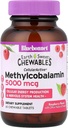 BlueBonnet Nutrition Earth Sweet® Žvečilni izdelki, CellularActive® Metilkobalamin, Raspberry, 5000 μg, 60 Žvečljive tablete