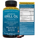 Viva Naturals Antarktika Krill Oil Omega 3 Dopolnila 1250 mg - DHA EPA Omega-3 & Astaksantin Koncentracija za skupno zdravje, brez ribjega burpa - 60 Kapsule Kril Oil