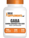 BulkSupplements.com Gama Aminomaslena kislina Kapsule - GABA Supplement, GABA 750mg - Vegan & Gluten Free, 1 kapsula na serviranje, 240 Število (Pack po 1)