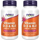 NOW Foods Vitamin D-3 & K-2, 120 Zelenjavna kapsula (2 pakiranji)