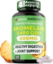 Yuve High Potency Bromelain 500mg 2400GDU Prebavne encime - Gut & Joint Health from Ananapple - pomaga pri prebavnih beljakovin - rastlinsko, ne-GMO, 3. stranka Tested - 120 kapsul