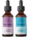 HERBAMAMA Zeliščne tekoče kapljice Kit - paket mleka Thistle ekstrakt & Ashwagandha Root Tinkture 2 fl oz - Vegan, Non-GMO, Sugar & Alkohol-free - 2 paket