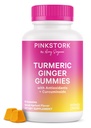 Pink Stork Kurkuma Ginger Gummies – Gut & Prebavna podpora za ženske – Anti Bloating dodatek z antioksidanti – Spiced Apricot Flavor, 60 Vegan Gummies