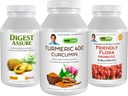 ANDREW LESSMAN 3 Product Prebavni paket - 30 Kapsule Vsak kurkumin 400 Curcumin, Prebavna Asure & Ultimate Friendly Flora. Podpora & Izboljšati zdrave prebavne procese.