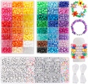 Quefe 3960pcs Pony beads za prijateljstvo zapestnice izdelavo komplet 48 Barve Kandi beads Set, 2400pcs Plastični Rainbow razsutem stanju in 1560pcs Pismo kroglice z 20 Meter elastične niti za obrt Nakit Necklace