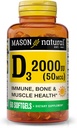 MASON NARAVNI Vitamin D3 2.000 i.e. ultra moč, podpira gostoto kosti, moč in imuno zdravje, 60 Softgels