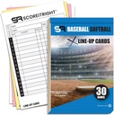 Baseball/Softball lineup kartice – 16 Player Book Format Lineup kartice za 30 Games – Flipbook Carbon Kopiranje 4 Part Form – Čas varčevanje in praktično Baseball coaching pribor