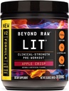 BEYOND RAW LIT V2 Klinična moč Pred vadbo prašek, Hits težje, Večje črpalke, kofein, L-citrulin, Kreatin, Apple Crisp, 30 Služabniki
