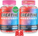 Kreatin monohidrat Gumiji, predworkout žvečilni dodatki za ženske in moške, Kreatin monohidrat s tavrinom & B6 - za mišice, moč, vzdržljivost in energijo, Vegan (Berry, 120 Gummies)