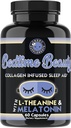 Bedtime Beauty, Collagen Infunded Twilight Night Time Aid, Vse naravne tablete w. L-Theanine, Melatonin, Magnezij & Hyaluronic Acid Natural Sleepy Girl Mocktail, 60 kapsul, 30 Serv