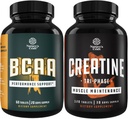 Mešanica razvejane verige aminokislin dopolnilo in visoko moč Tri faze Kreatin tablete - Vegan BCAA kapsule Post Workout mišice regeneracija in rast podporo - Muscle Mass Gainer in okrevanje mišic