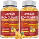 2 Pack Vegan 80MG Iron Supplement Gumies za ženske in moške - Vitamin A, C, B za odrasle in otroke - Blood & Builder & Energy Support za pomanjkanje železa, anemija, 120 Counts Anapple Flavor Gummies