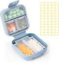 Dynippy Daily Pill Organizator 5 Kompartmenti Prenosni Vlažilni dokaz majhna tabletka Zabojnik za žepna tabletke Potovanja Tablete Prenosna medicina Vitamin Fish Oil Holder Container (modra)