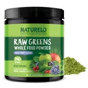 NATURELO Raw Greens Superfood Powder 240 Grams, Mixed Berry - Podpira energijo, imuniteto in Detox - Vključuje Spirulina, pšenična trava in ekološko zelena za celotno prehrano