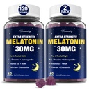 Melatonin Gumies 30mg za odrasle: maksimalna moč melatonin dodatek z L-teanin, Ashwagandha, MSM, vitamin D3 & cink - ne-habitno oblikovanje, naravno mešano jagodičje aromo 60 (Pack of 2)