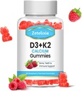 Brez sladkorja Vitamin D3 K2 Gummies, Vitamin D3 2000 i.e., K2 (MK7) 120mcg, Kalcij 600 mg z vitaminom D3, Podpora B0ne & Imune Health, Vegan, Gluten prost, Raspberry Flavor, 60 Število
