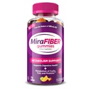 MiraFIBER Gumies iz ustvarjalcev MiralaX, 8g dnevne vlaknine na strežbo, metabolična podpora z B vitamini, Gut Zdravje za moške in ženske, Prebiotične Fiber Gumies za odrasle, mešane sadne arome 72Ct